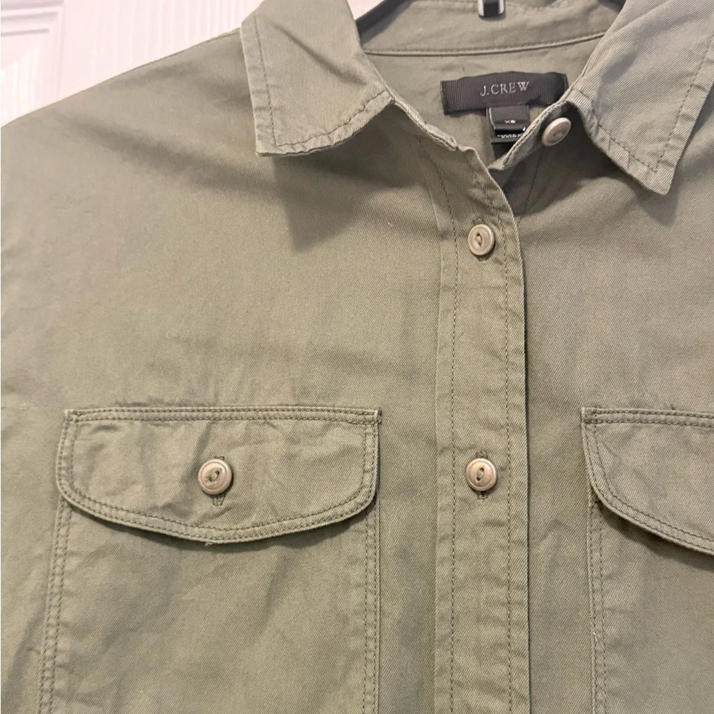 J. Crew Button Down Green Khaki XS Shirt